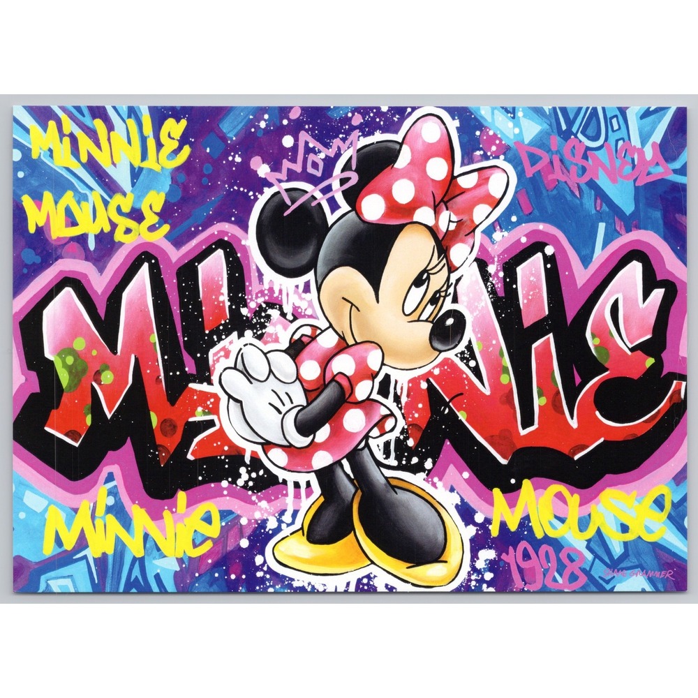 Disney Parks Exclusive Wonderground Minnie Graffiti Art Postcard 5x7‎ by Grammer